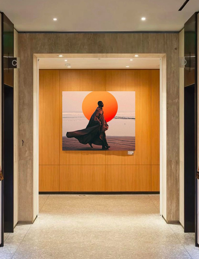 Featured artwork in interior space
